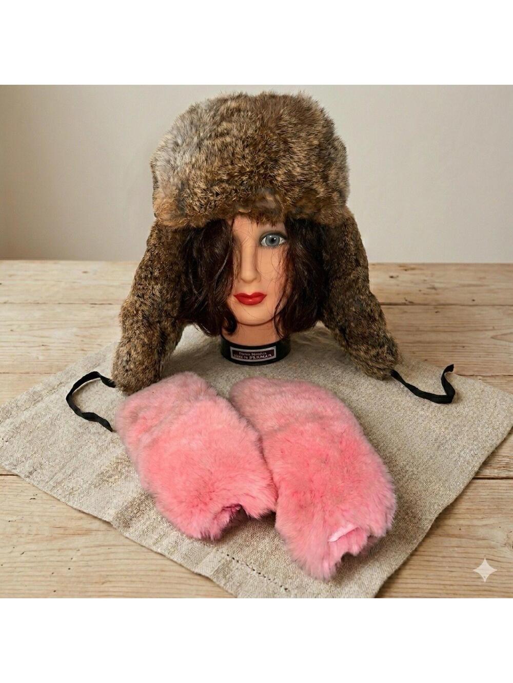 Genuine Rabbit Fur Scraps Pieces for Crafts DIY Projects Real Fur Brown Pink